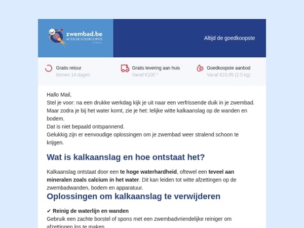 Vage witte randen of aanslag in je zwembad? Dit moet je doen